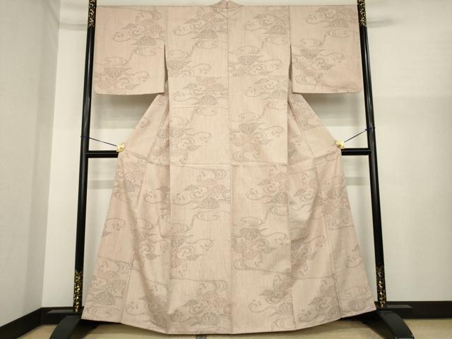 平和屋着物●結城紬 100亀甲 流水片輪車文 正絹 逸品 AABI9709ck