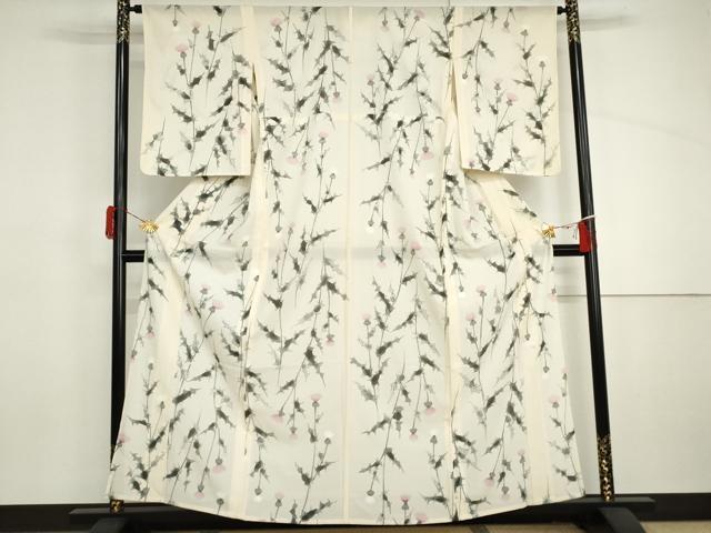 平和屋着物*夏物 小紋 絽 枝花文 正絹 逸品 AABI9727cs