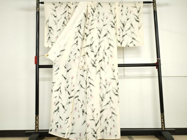 平和屋着物*夏物 小紋 絽 枝花文 正絹 逸品 AABI9727cs
