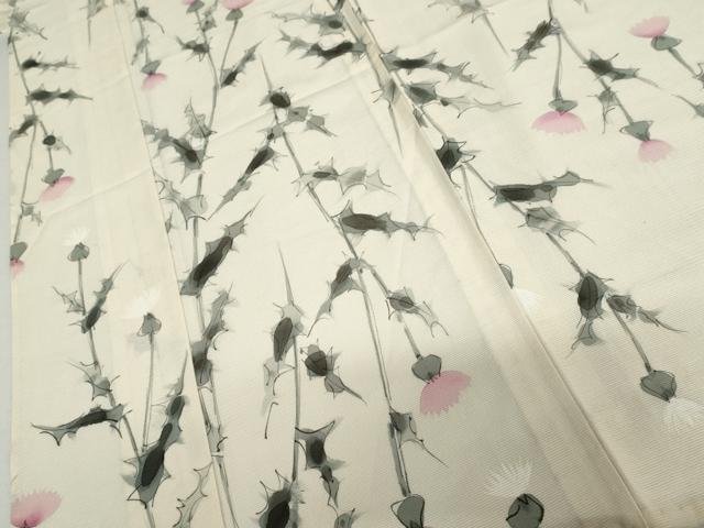 平和屋着物*夏物 小紋 絽 枝花文 正絹 逸品 AABI9727cs