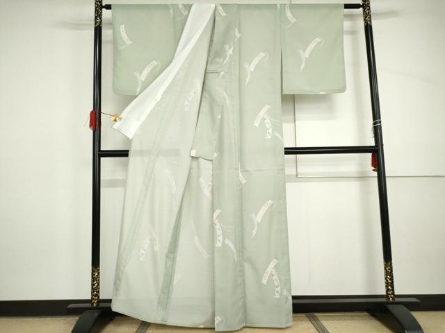 平和屋着物*夏物 小紋 絽 短冊花文 洗える着物 AABI9739cs