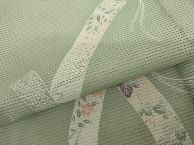 平和屋着物*夏物 小紋 絽 短冊花文 洗える着物 AABI9739cs