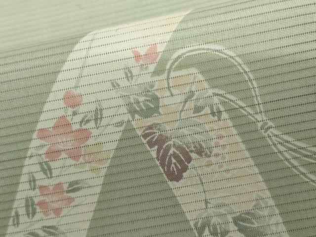 平和屋着物*夏物 小紋 絽 短冊花文 洗える着物 AABI9739cs