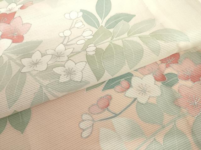 平和屋着物*夏物 訪問着 絽 枝花文 暈し染め 銀彩 洗える着物 AABI9740cs