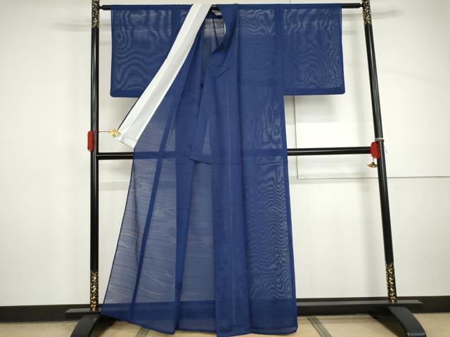 平和屋着物*夏物 色無地 変わり絽 楓紋紗 瑠璃色 洗える着物 AABI9744cs
