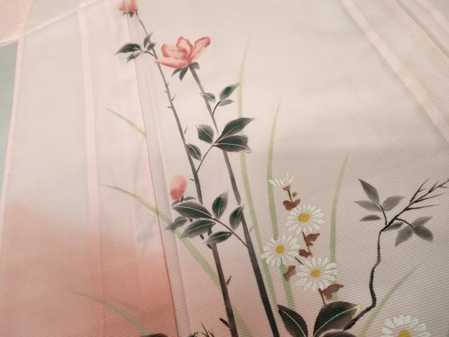 平和屋着物*夏物 訪問着 絽 手描き 枝花文 暈し染め 洗える着物 AABI9749cs