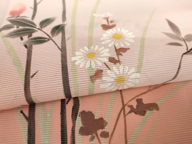 平和屋着物*夏物 訪問着 絽 手描き 枝花文 暈し染め 洗える着物 AABI9749cs