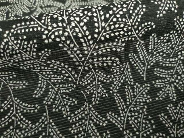 平和屋着物*夏物 小紋 絽 枝花文 黒地 高島屋扱い 洗える着物 AABI9750cs