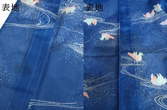 平和屋着物*夏物 小紋 絽 鴛鴦 洗える着物 AABI9754cs