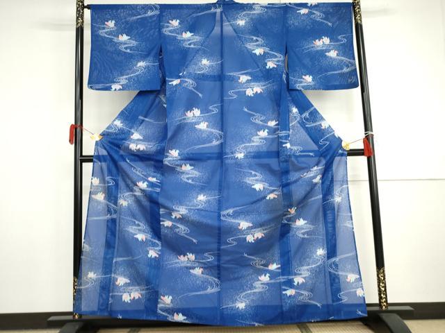 平和屋着物*夏物 小紋 絽 鴛鴦 洗える着物 AABI9754cs