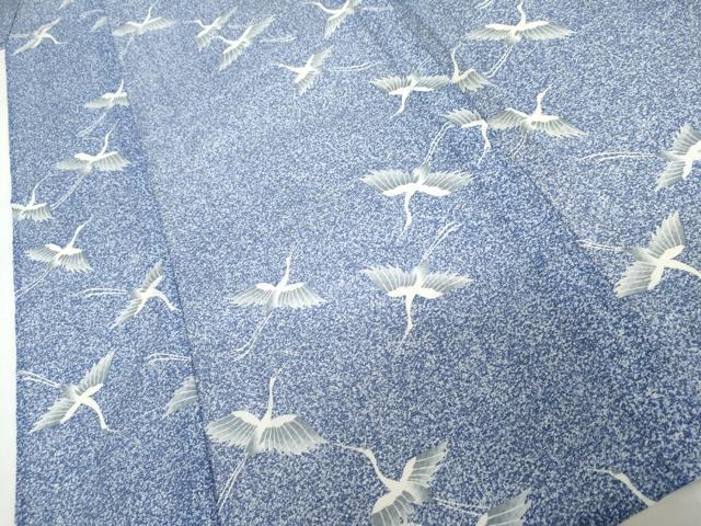平和屋着物*夏物 小紋 絽 飛鶴文 洗える着物 AABI9756cs
