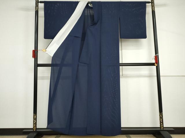 平和屋着物*夏物 色無地 絽 紺青色 正絹 逸品 AABI9762cs