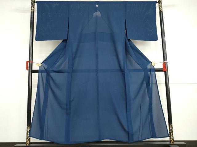 平和屋着物*夏物 色無地 絽 深縹色 正絹 逸品 AABI9768cs