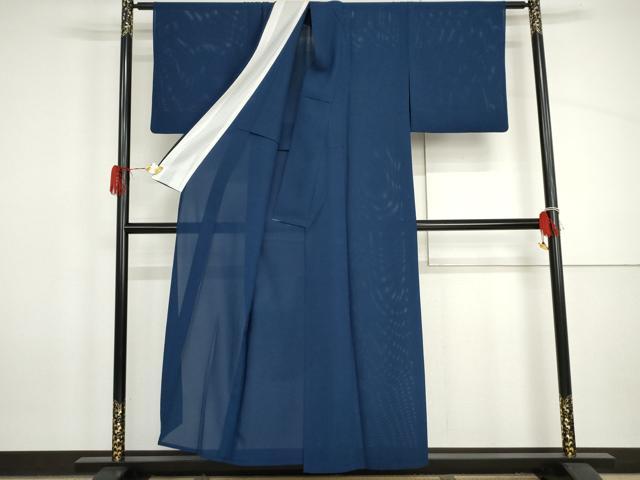 平和屋着物*夏物 色無地 絽 深縹色 正絹 逸品 AABI9768cs