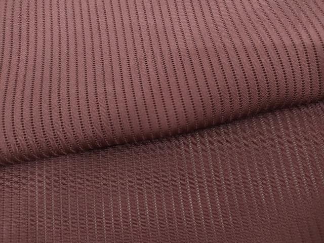 平和屋着物*夏物 色無地 縦絽 暗紅色 正絹 逸品 AABI9770cs