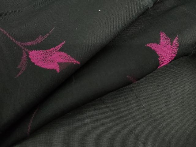 平和屋着物*夏物 小紋 枝花文 黒地 正絹 逸品 AABI9776cs