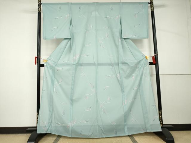 平和屋着物*夏物 小紋 絽 枝葉文 洗える着物 AABI9782cs