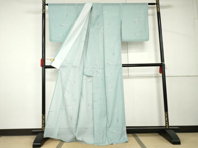平和屋着物*夏物 小紋 絽 枝葉文 洗える着物 AABI9782cs