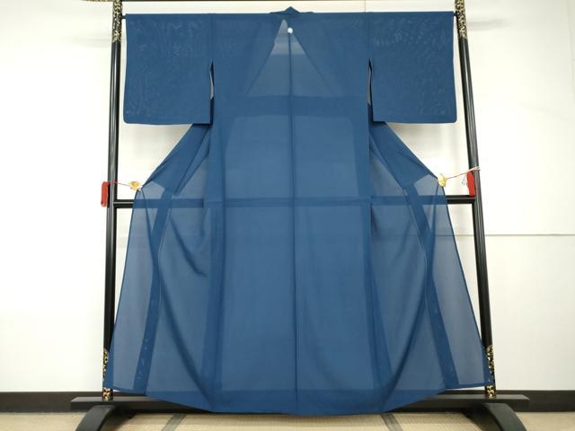 平和屋着物*夏物 色無地 絽 青藍色 正絹 逸品 AABI9789cs