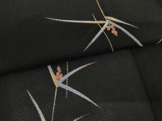 平和屋着物*夏物 小紋 絽 枝花文 黒地 洗える着物 AABI9793cs