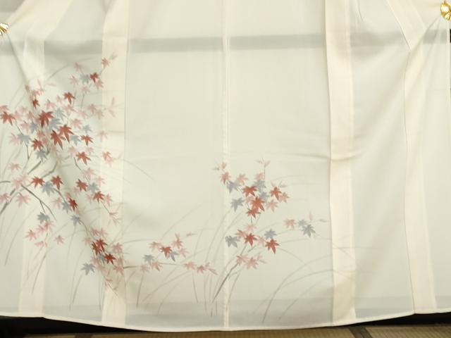 平和屋着物*夏物 訪問着 絽 手描き 楓文 正絹 逸品 AABI9795cs