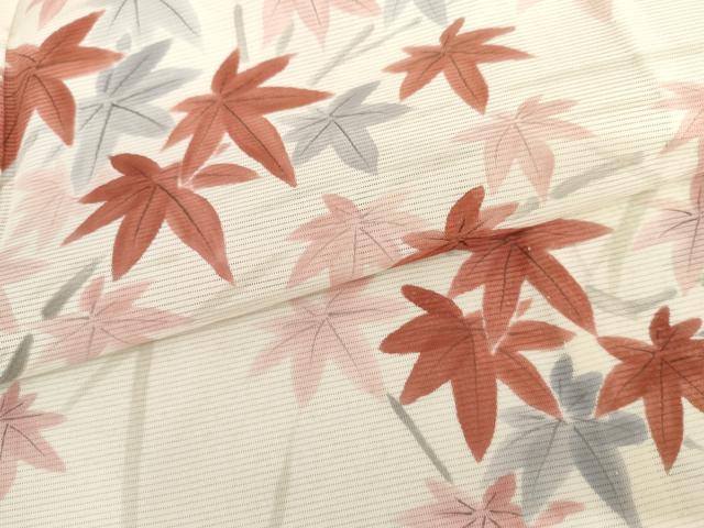 平和屋着物*夏物 訪問着 絽 手描き 楓文 正絹 逸品 AABI9795cs