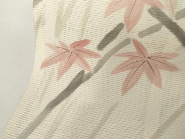 平和屋着物*夏物 訪問着 絽 手描き 楓文 正絹 逸品 AABI9795cs