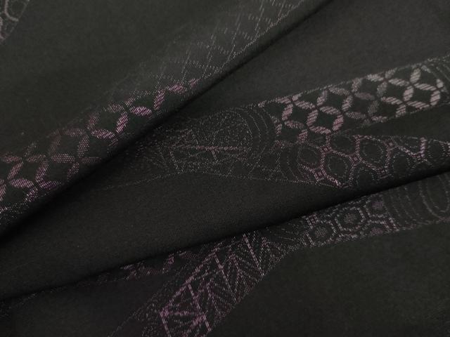 平和屋着物*夏物 小紋 風通紗 横笛 黒地 正絹 逸品 AABI9806cs