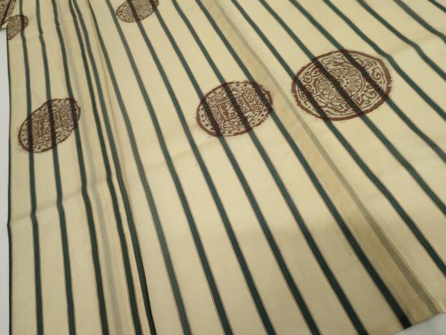 平和屋着物*夏物 お召 花絵皿文 正絹 逸品 AABI9807cs