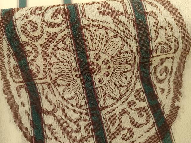 平和屋着物*夏物 お召 花絵皿文 正絹 逸品 AABI9807cs