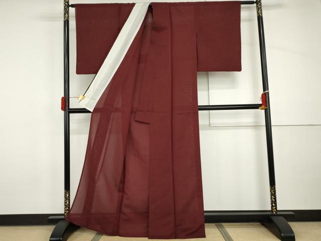 平和屋着物*夏物 色無地 紗 濃紅色 銀通し地 正絹 逸品 AABI9820cs