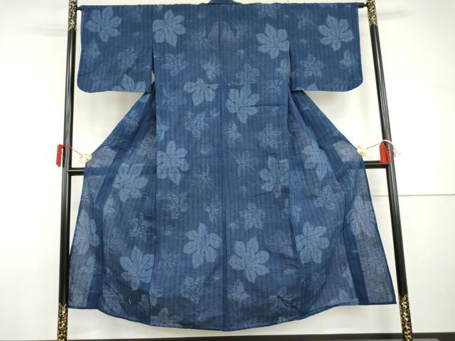 平和屋着物*夏物 小紋 舞葉文 AABI9827cs