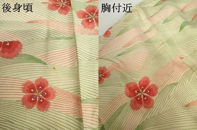 平和屋着物*夏物 小紋 絽 舞花文 正絹 逸品 AABI9832cs