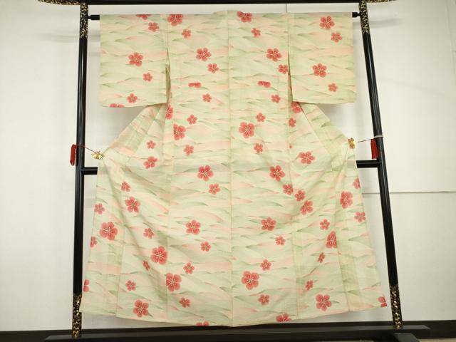 平和屋着物*夏物 小紋 絽 舞花文 正絹 逸品 AABI9832cs