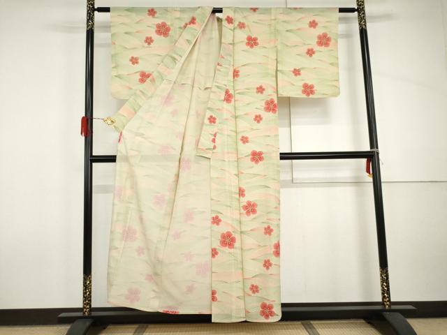 平和屋着物*夏物 小紋 絽 舞花文 正絹 逸品 AABI9832cs