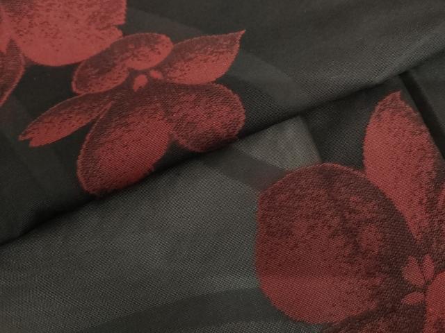 平和屋着物*夏物 小紋 紗 草花文 黒地 正絹 逸品 未使用 AABI9839cs