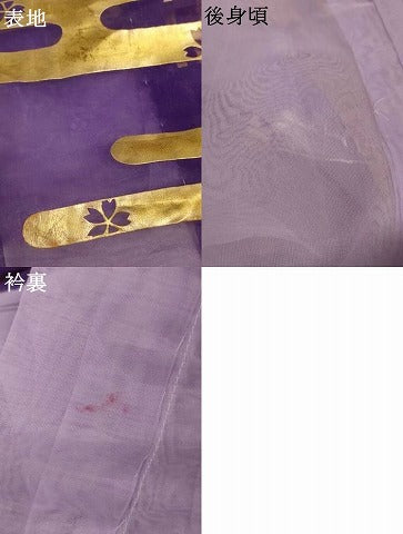 平和屋着物*夏物 男性 訪問着 オーガンジー 桜霞文 金彩 舞台衣装 洗える着物 AABI9847jd