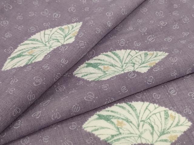 平和屋着物*夏物 小紋 紗 地紙草花文 洗える着物 AABI9849jd