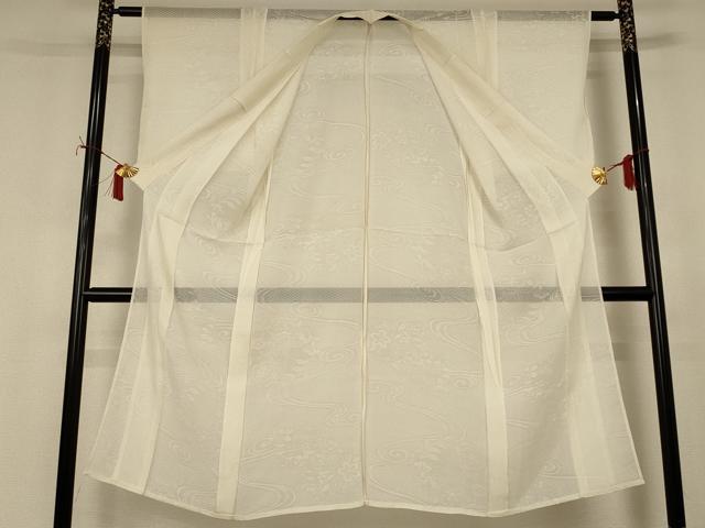 平和屋着物*夏物 長襦袢 流水草花紋紗 鳥の子色 正絹 逸品 AABI9850jd