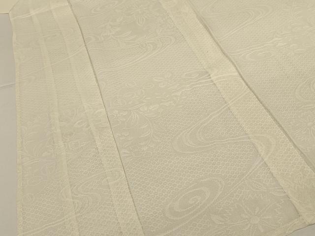 平和屋着物*夏物 長襦袢 流水草花紋紗 鳥の子色 正絹 逸品 AABI9850jd