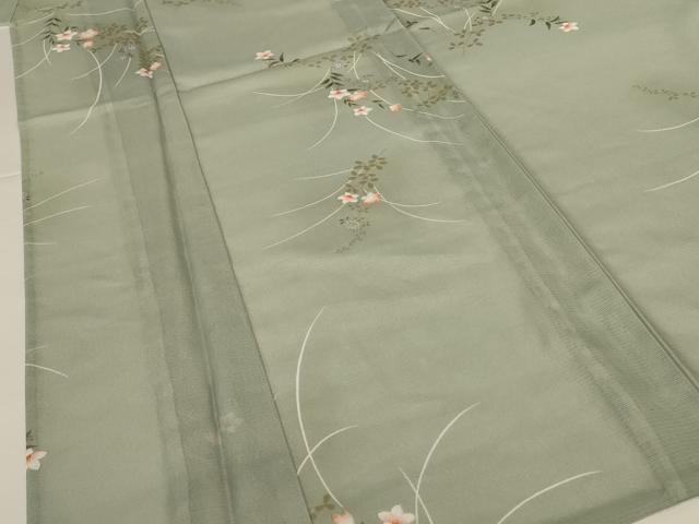 平和屋着物*夏物 小紋 絽 草花文 洗える着物 AABI9862jd