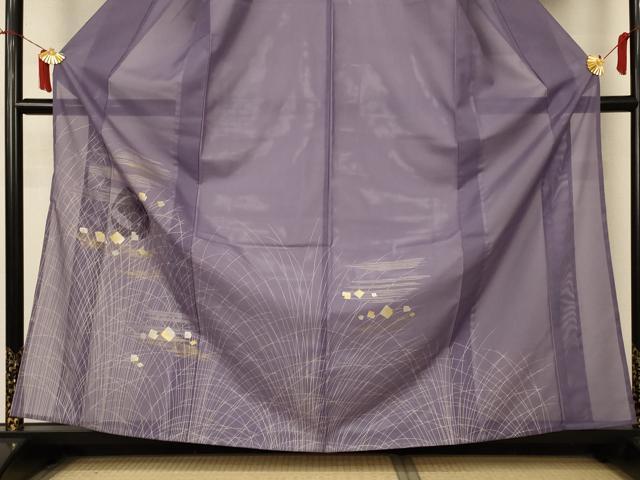 平和屋着物*夏物 訪問着 絽 扇子箔散らし文 金銀彩 洗える着物 AABI9869jd