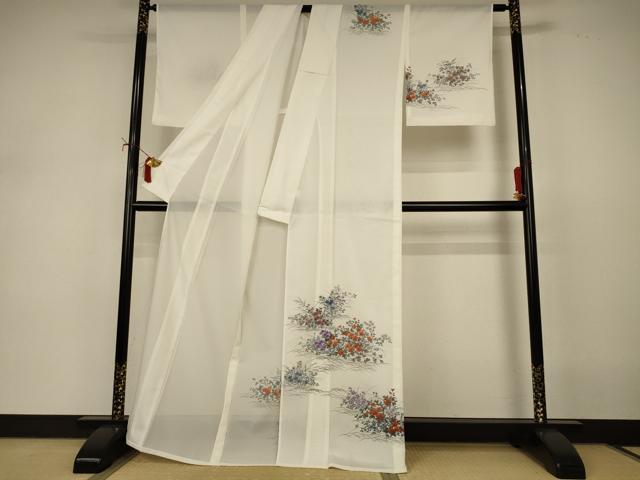 平和屋着物*夏物 訪問着 絽 草花文 洗える着物 AABI9875jd