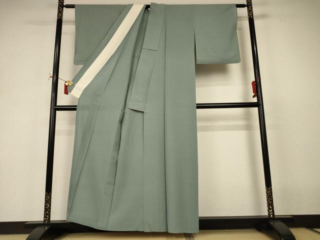 平和屋着物*夏物 色無地 絽 青白橡色 正絹 逸品 AABI9893jd