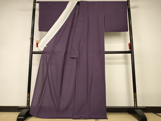平和屋着物*夏物 色無地 絽 滅紫色 ロング丈 正絹 逸品 AABI9896jd