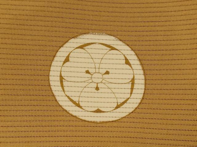平和屋着物*夏物 男性 色紋付 絽 黄橡色 正絹 逸品 AABI9899jd