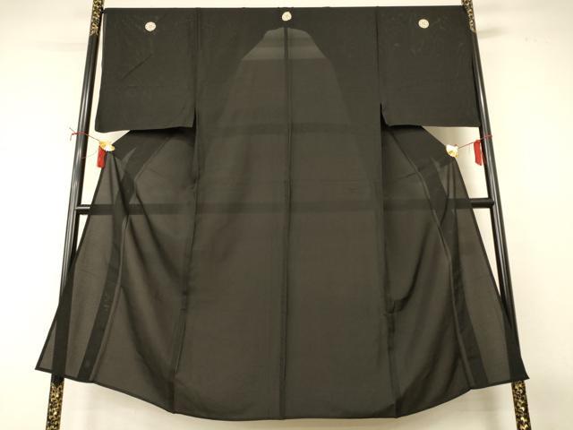平和屋着物*夏物 男性 黒紋付 絽 正絹 逸品 AABI9902jd