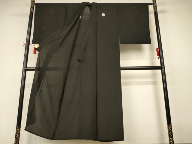 平和屋着物*夏物 男性 黒紋付 絽 正絹 逸品 AABI9902jd
