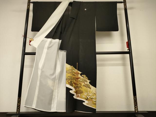 平和屋着物*夏物 黒留袖 絽 駒刺繍 松竹梅 正絹 逸品 AABI9904jd