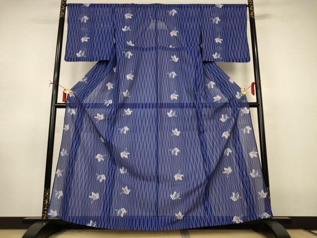 平和屋着物*夏物 小紋 絽 立涌舞蝶文 洗える着物 AABI9915jd